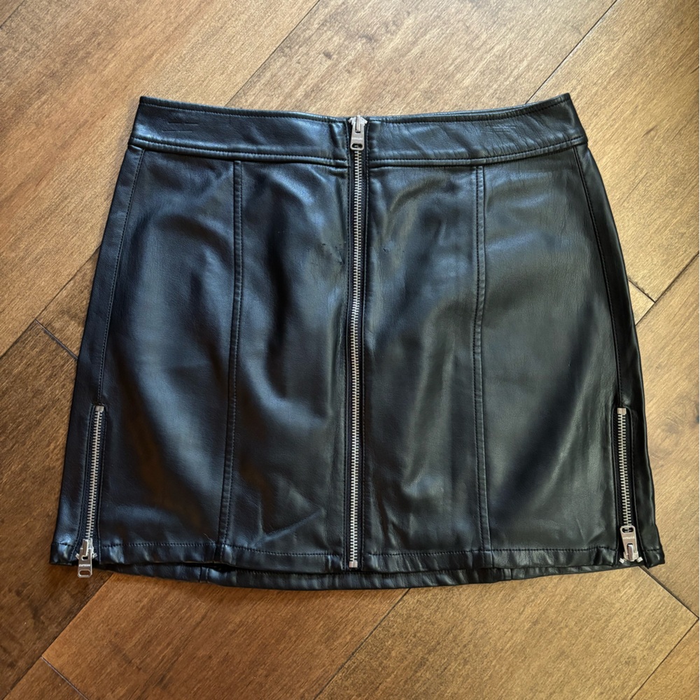 Express Black Leather Mini Skirt